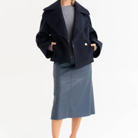 Boxy Mantel in Tiefseeblau