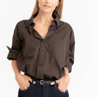 Oversized Hemd aus 100 % Baumwolle – Schokoladenbraun