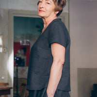 Leinentop mit V-Ausschnitt "Sabine"