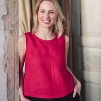 Top aus Leinen mit überlappende Rückenpartie "Santa"