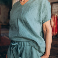 Leinen Top mit V-Ausschnitt "Lilly"