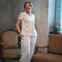 Leinentop mit V-Ausschnitt "Sabine"