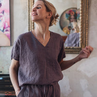 Leinen Top mit V-Ausschnitt "Lilly"