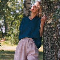 Leinen Top mit V-Ausschnitt "Lilly"