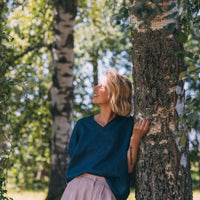 Leinen Top mit V-Ausschnitt "Lilly"