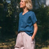 Leinen Top mit V-Ausschnitt "Lilly"