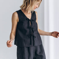 Ärmelloses Leinen Top "Luise" mit Bindebänder - The Baltic Shop