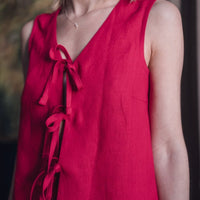 Ärmelloses Leinen Top "Luise" mit Bindebänder - The Baltic Shop