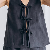 Ärmelloses Leinen Top "Luise" mit Bindebänder - The Baltic Shop