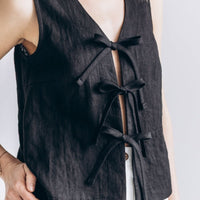 Ärmelloses Leinen Top "Luise" mit Bindebänder - The Baltic Shop