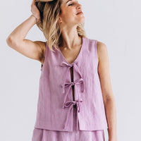 Ärmelloses Leinen Top "Luise" mit Bindebänder - The Baltic Shop