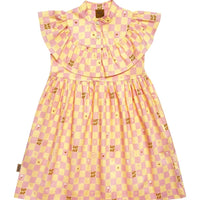 Ärmellose Kleid in gelb - rosa Karo - Muster - The Baltic Shop