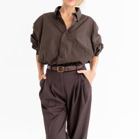 Oversized Hemd aus 100 % Baumwolle – Schokoladenbraun