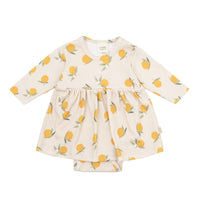 Bodykleid aus Bio Baumwolle mit Orangenmuster - The Baltic Shop