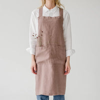 Crossback Latzschürze aus Leinen in viele Farben