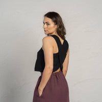 Leinen Cross-Back Crop Top in viele Farben