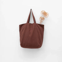 Großer Shopper aus Leinen in Schoko Braun - The Baltic Shop