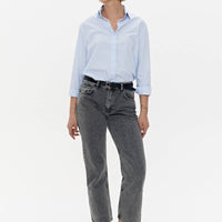 Hemd 'CAPRI' | gestreifte Baumwolle mit Mikroflocken - Detail - The Baltic Shop