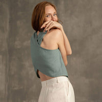 Leinen Cross - Back Crop Top in viele Farben - The Baltic Shop