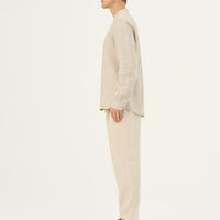 Leinenhemd mit Stehkragen in Melange – Herren Hemd aus 100 % Leinen - The Baltic Shop