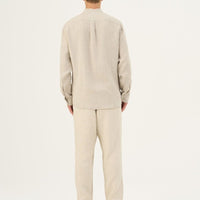 Leinenhemd mit Stehkragen in Melange – Herren Hemd aus 100 % Leinen - The Baltic Shop