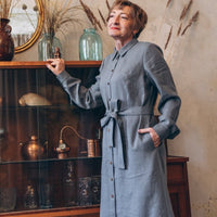 Leinenkleid mit lange Ärmel "Una" - The Baltic Shop