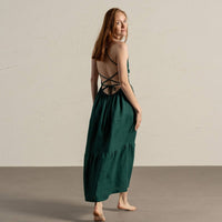 Leinenkleid mit Trägern Soleil - Cocktailkleid mit offenem Rücken - The Baltic Shop