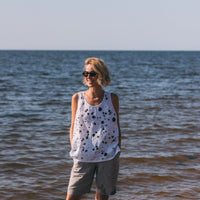 Leinentanktop in weiß mit Siebdruck - The Baltic Shop