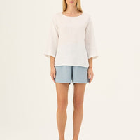Lockeres Damen Top aus 100 % Leinen in optischen Weiß - The Baltic Shop