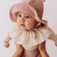 Sonnenhut mit Teddyohren aus Bio Baumwolle in 5 Farben