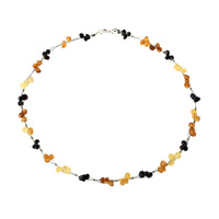 Mehrfarbige Halskette aus rohem Bernstein auf flexiblem Silber - The Baltic Shop