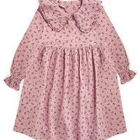 Muslin - Kleid mit Kragen und Rüschenärmeln in Rosa Blumenprint für Kinder - The Baltic Shop