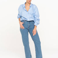 Oversize Hemd aus Baumwolle in Blau - 'PORTO' - The Baltic Shop