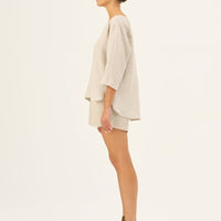 Oversize Leinen Top für Damen in Melange - The Baltic Shop