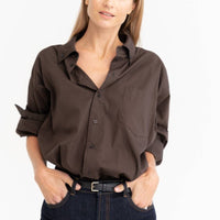 Oversized Hemd aus 100 % Baumwolle – Schokoladenbraun - The Baltic Shop
