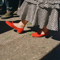 Pina Heels, rotes Veloursleder - The Baltic Shop