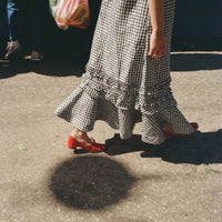 Pina Heels, rotes Veloursleder - The Baltic Shop