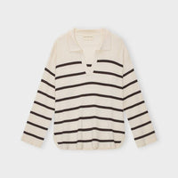 Pullover mit Rippstrickstreifen - ecru/moonless night - The Baltic Shop