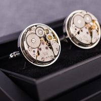 Runde Manschettenknöpfe mit echten Uhrwerken - The Baltic Shop
