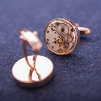 Runde Manschettenknöpfe mit echten Uhrwerken - The Baltic Shop
