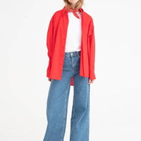 Shirt 'LONDON' - leuchtendes Korallenrot, oversized, aus Baumwolle - The Baltic Shop