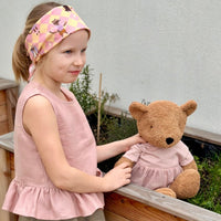 Tuch aus Baumwolle in Gelb - Rosa mit Katzenmotive - The Baltic Shop