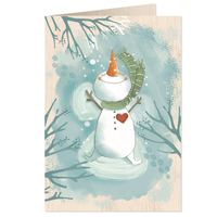 Weihnachtskarte aus Holz - glücklicher Schneemann - The Baltic Shop