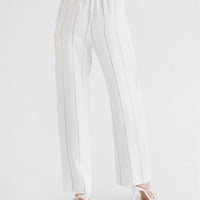 Willow Hose aus Leinen in Weiß mit graue Streifen - The Baltic Shop