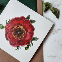 Kleine flache Karte mit scharlachroten roten Rosen - The Baltic Shop