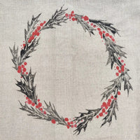 Tragetasche aus natürlichem Leinen mit Handgemachtem Weihnachtskranzmuster - The Baltic Shop