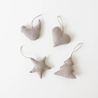 Weihnachtsbaumschmuck aus Naturleinen, 4er-Set - The Baltic Shop