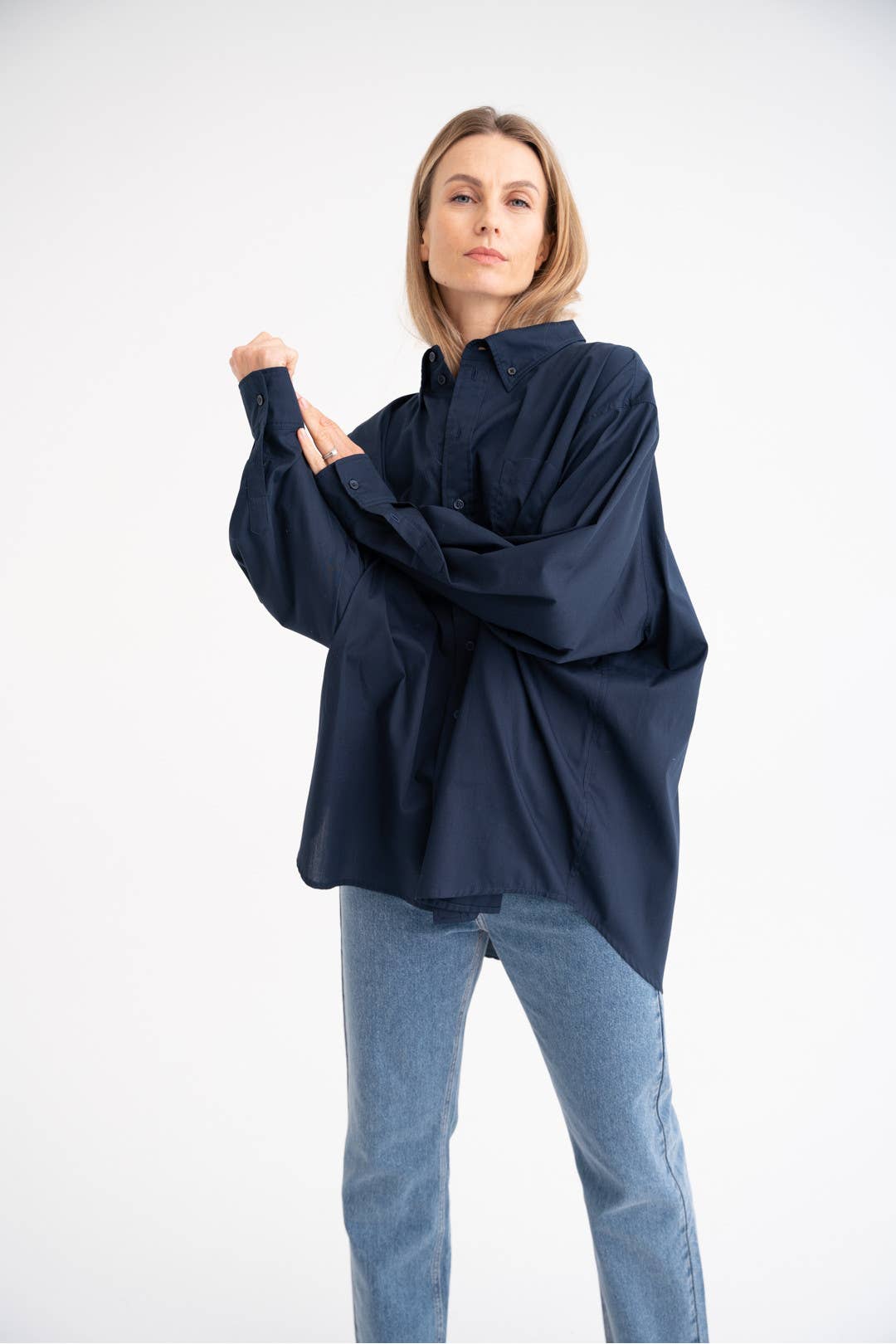 Oversized Hemd aus 100 % Baumwolle – Navy