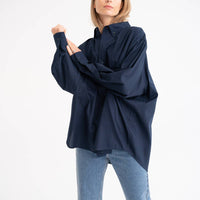 Oversized Hemd aus 100 % Baumwolle – Navy
