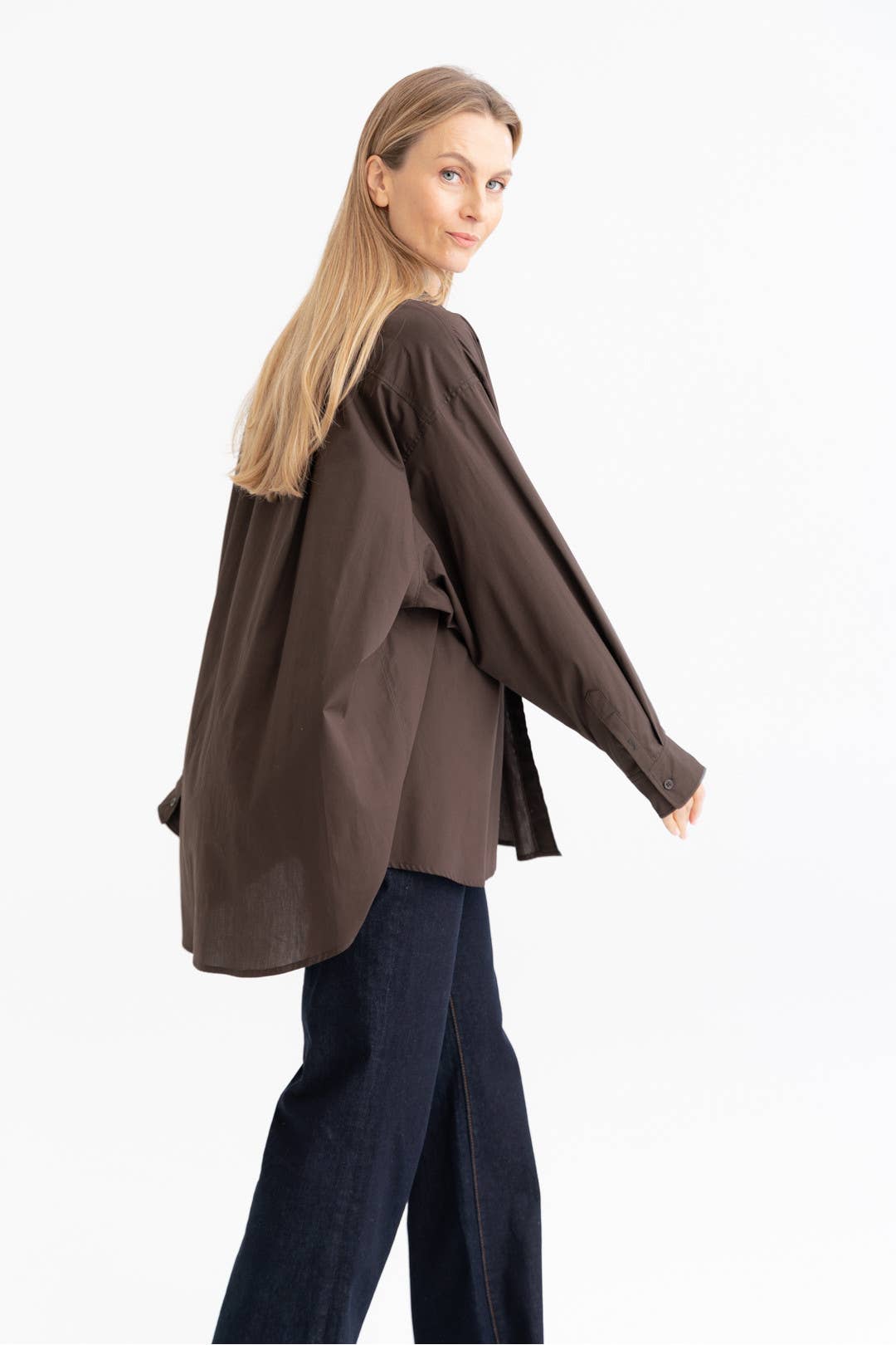 Oversized Hemd aus 100 % Baumwolle – Schokoladenbraun